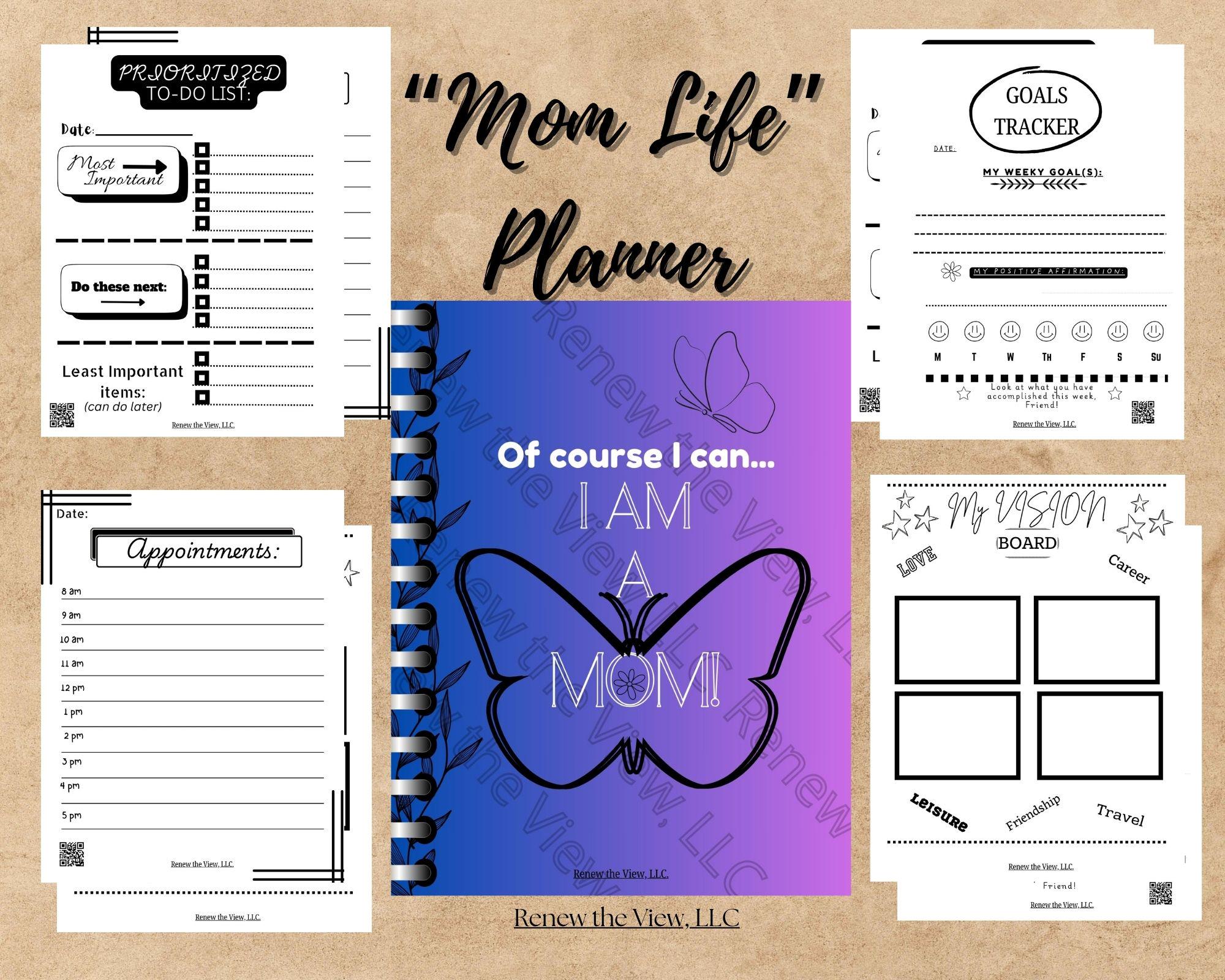 Mom Life Planner - Daily Reminders, Affirmations, and more! Digital Download. Perfect for Mother’s Day, Birthday, Mom group, women’s group