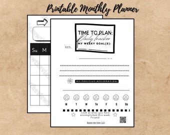 Printable Monthly Planner for Work-life-balance - Digital Download. For work, home or school.