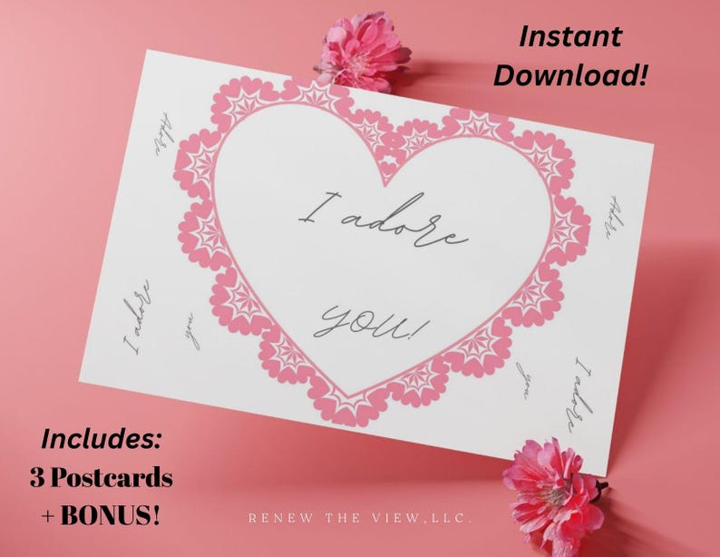 Valentine's Day Cards - Set of 3 for Husband Wife Romantic | Digital Download image 1
