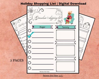 Weihnachts-Einkaufsliste | Weihnachtsgeschenke | Bleiben Sie organisiert | Digitaler Download