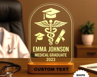 Personalisierte Doktor-Abschluss-Nachtlicht: Einzigartiges Doktorgeschenk, MD-Abschlussgeschenk, PhD-Abschlussgeschenk, Medizinstudierenden-Geschenk