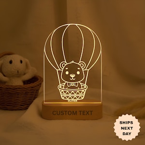 Personalized Hot Air Balloon Night Light: Custom Kids Room Decor