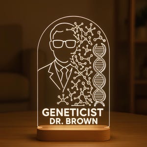 Personalisiertes Genetiker-Nachtlicht, kundenspezifische LED-Lampe für Genetiker und Genetische Ratgeber, Wertschätzungsgeschenk, Lab Bürodekor