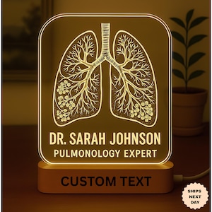 Pulmologen Benutzerdefinierte Nachtlicht | Personalisiertes Geschenk für Pulmonologen Lungenärzte Atemtherapeuten Pulmonale Krankenschwestern graduierte
