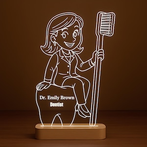 Personalized Dentist Night Light: Custom Engraved Dental Gift