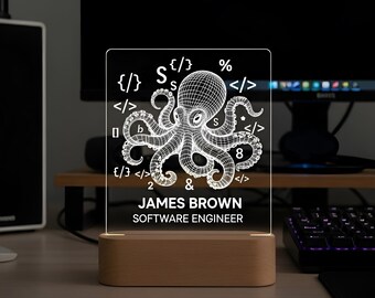 Personalized Software Engineer Night Light: Custom Engraved LED Lamp