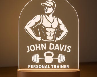 Personalized Gym Instructor LED Night Light: Custom Fitness Gift