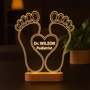 Personalized Podiatrist Night Light - Custom LED Lamp for Foot Doctors and Podiatry Students, DPM Graduation Gift,Podiatry Office Decoration