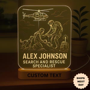 Personalized Search and Rescue LED Night Light: Custom SAR Gift