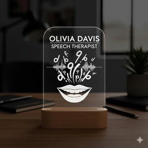Personalized Speech Therapist Night Light: Custom Engraved LED Lamp, SLP Gift