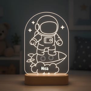 Rocket and Astronaut Night Light: Custom LED Lamp For Kids