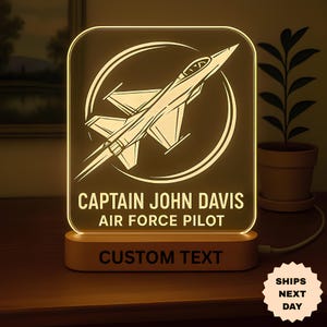 Air Force Pilot Custom Night Light - Personalized Air Force Pilot Gift, Military Pilot Gift, Air Force Graduation, Air Force Veteran Gift