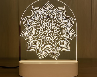 Mandala-nachtlampje: gepersonaliseerde yoga-meditatielamp, spiritueel decor