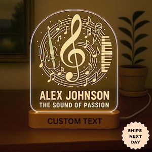 Personalized Musician LED Night Light: Custom Engraved Music Lover Gift