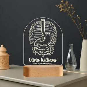 Personalized Gastroenterologist LED Night Light, Unique Gift for Gastroenterologists, Medical Student Gift, Graduation Gift, Doctor Gift