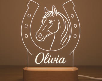 Lampada 3D Notte A Forma Di Cavallo – 7 Colori Touch Con Base USB, Effetto Ottico Illusione, Decorazione Camera - 3