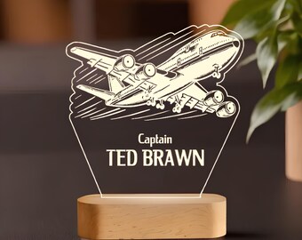 Gepersonaliseerd led-nachtlampje vliegtuig: pilootcadeau, luchtvaartdecor