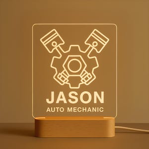 Personalized Auto Mechanic Night Light: Custom Garage Decor