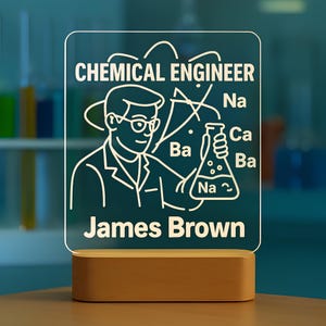 Personalized Chemical Engineer LED Night Light: Custom Lab Decor