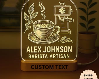 Personalized Barista LED Night Light: Custom Coffee Lover Gift