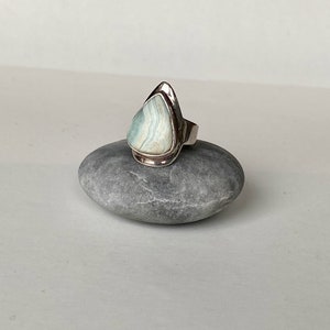Handmade size 5 3/4&quot; Larimar and sterling silver ring.