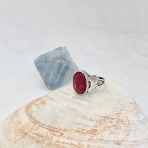 Handmade Indian ruby and sterling silver size 5 3/4  ring