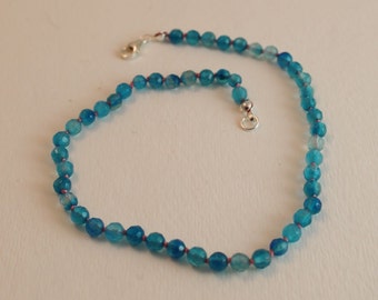 Children's precious blue quartz beaded necklace. Knotted for safety.  Sterling silver clasp. Made with love in my studio in Maine.