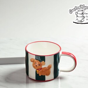 Taza de cerámica con diseño de perro de dibujos animados / Taza con forma de animal para niños / Vaso de café kawaii / Jarra de leche para regalar / Vaso de desayuno divertido
