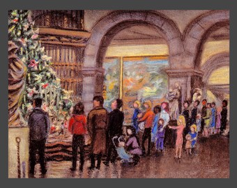 Metropolitan Museum: Looking at the Christmas Tree (giclee print)