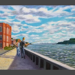 Irvington: River Scene with Fisherman (giclee print)