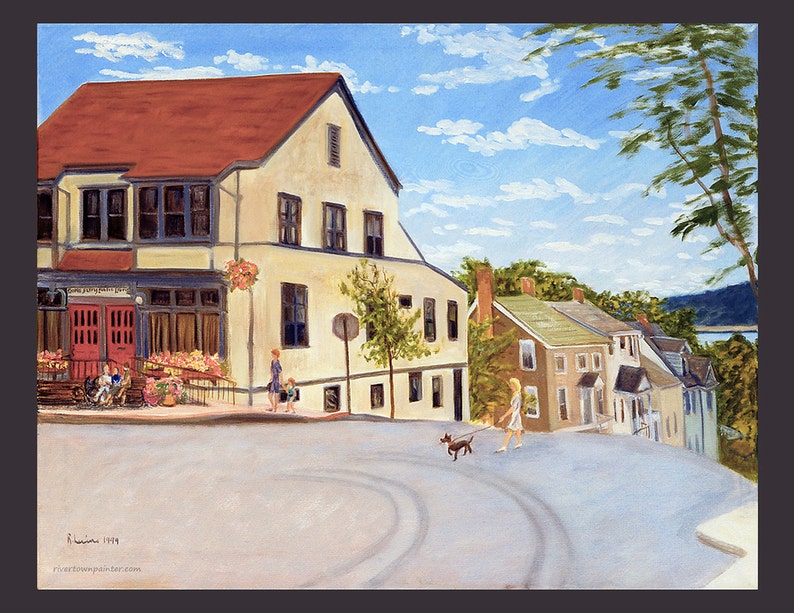 Dobbs Ferry Cedar and Main With Library giclee Print Etsy