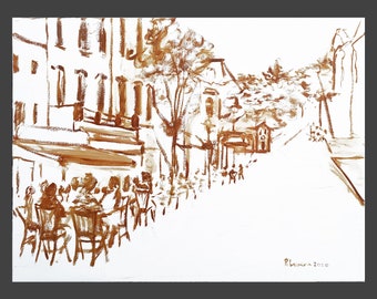 Tarrytown: Dining on Main Street, 2020 (giclee print)