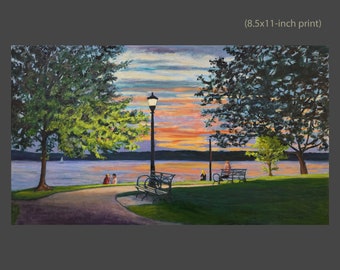 Irvington: Hudson River Sunset Giclee Print (choice of 3 sizes)