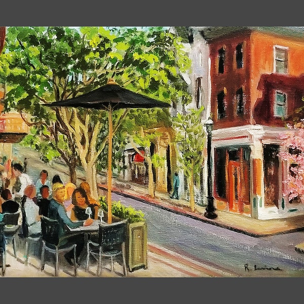 Tarrytown: Tarry Tavern and Main Street, Spring (giclee print)