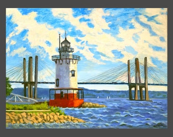 Sleepy Hollow Tarrytown Lighthouse and New Bridge Giclee Print