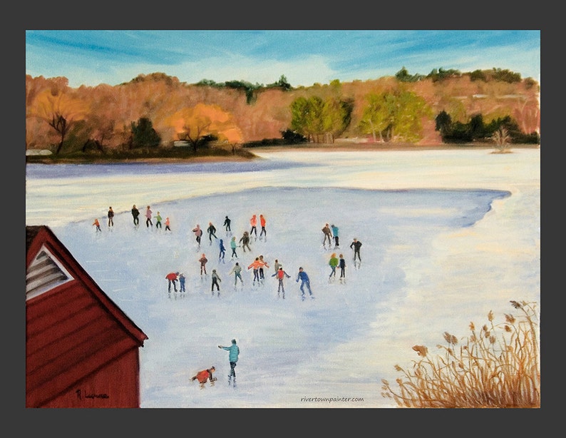 Tarrytown: Skaters on the Lake giclee print image 1