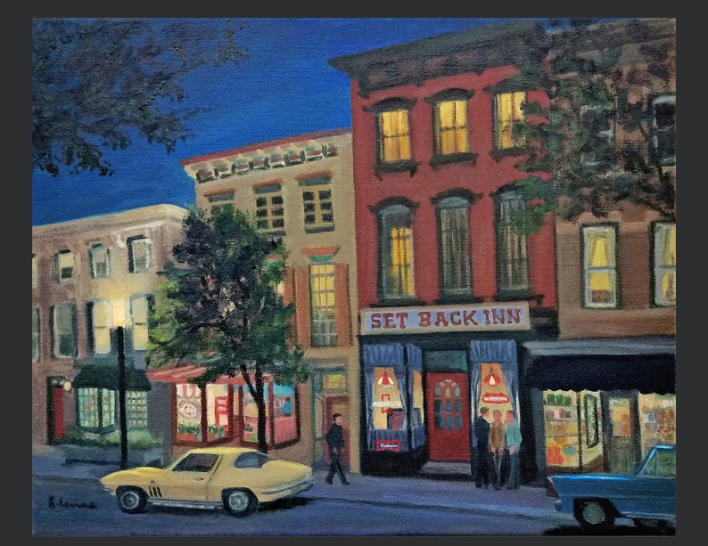 Tarrytown: Main Street at Night, Past and Present Together giclee print image 1