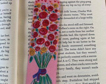 Handpainted Wooden Bookmark | Flowers for You |Unique Book Lover Gift | Personalize!