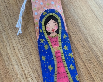 Handpainted Wooden Bookmark, Our Lady of Guadalupe, Book Lover Gift | Personalize This!
