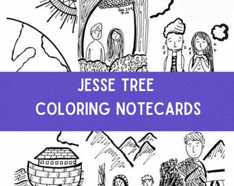 Jesse Tree Coloring Notecards | Digital Coloring | Downloadables | Printable | PDFs