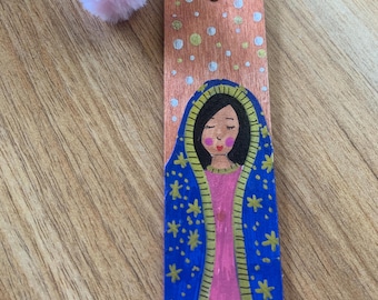Handpainted Wooden Bookmark, OLG/Virgin Mary, Book Lover Gift | Personalize This!