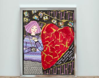 The Cure Inspired Art Print | Heart Collage Wall Decor (Digital Download)