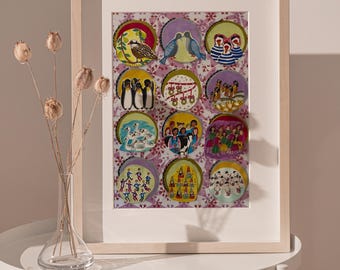 12 Days of Christmas Art Print | Holiday Wall Decor (Digital Download)