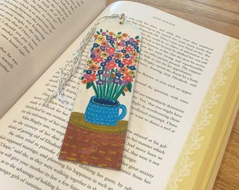 Handpainted Floral Wooden Bookmark, Unique Book Lover Gift | Personalize!