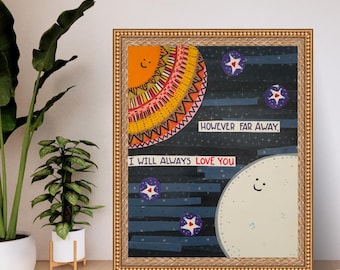 Sun and Moon Whimsical Art Print | Lovesong Inspired (Digital Download)