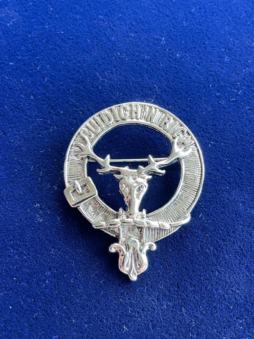 Scottish Clan Macdonald Crest Badge Brooch - Motto 