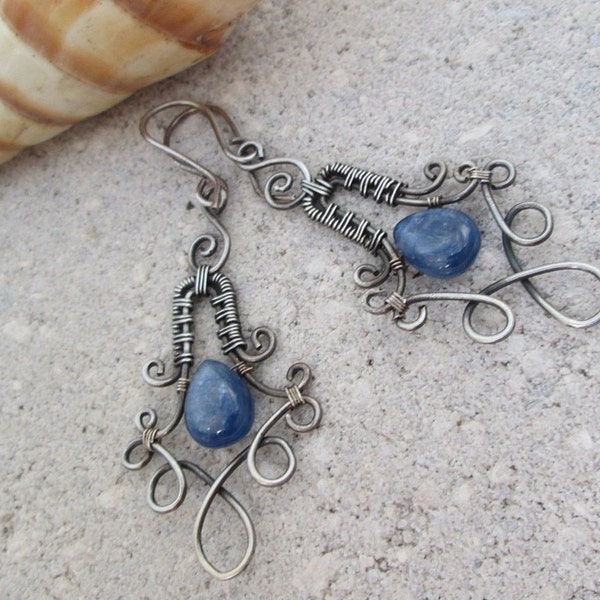 blue kyanite earrings in sterling silver