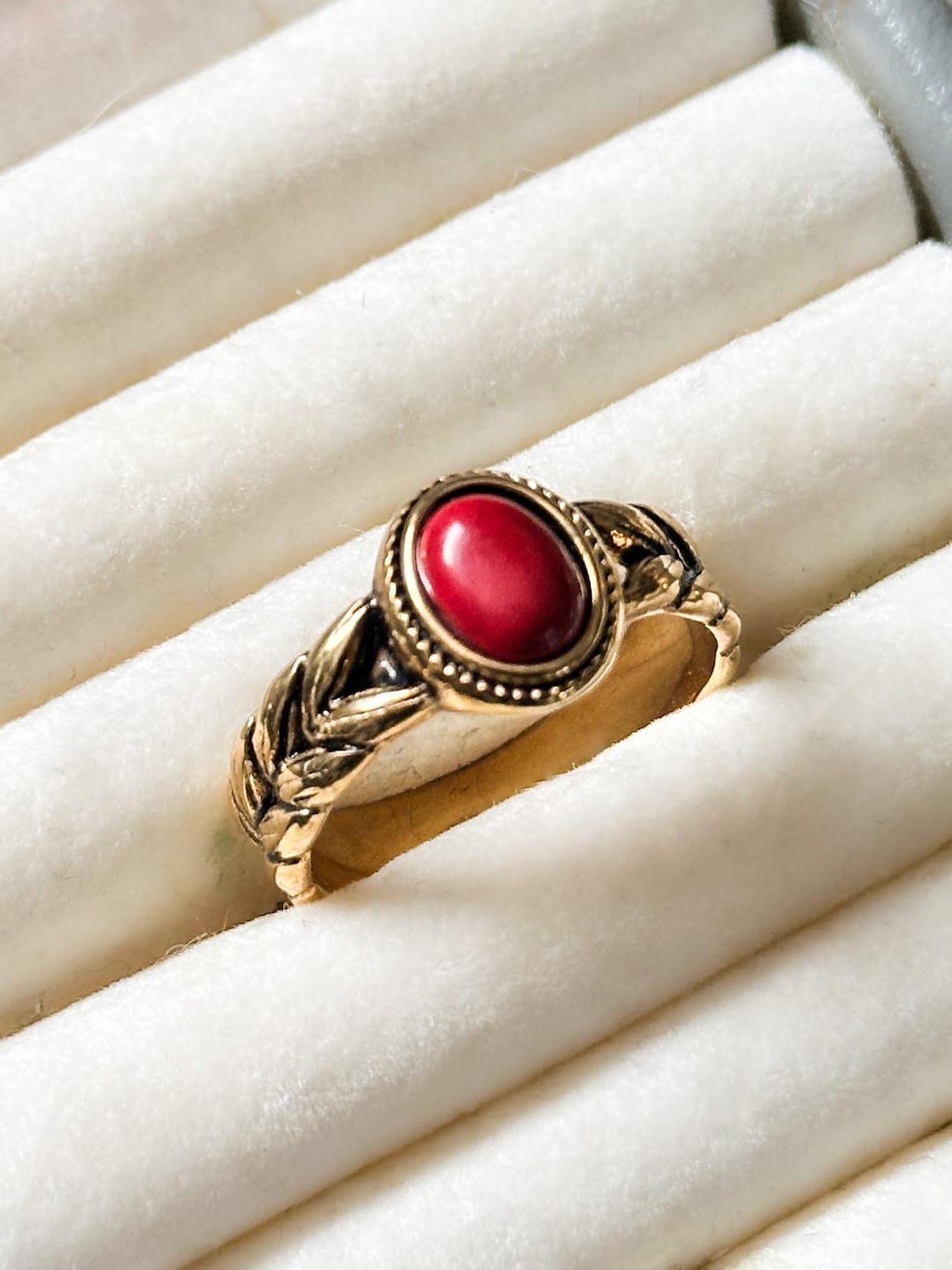 Gold Vintage Red Stone Ring, Stone Minimalist Ring, Gold Ring, Rings ...