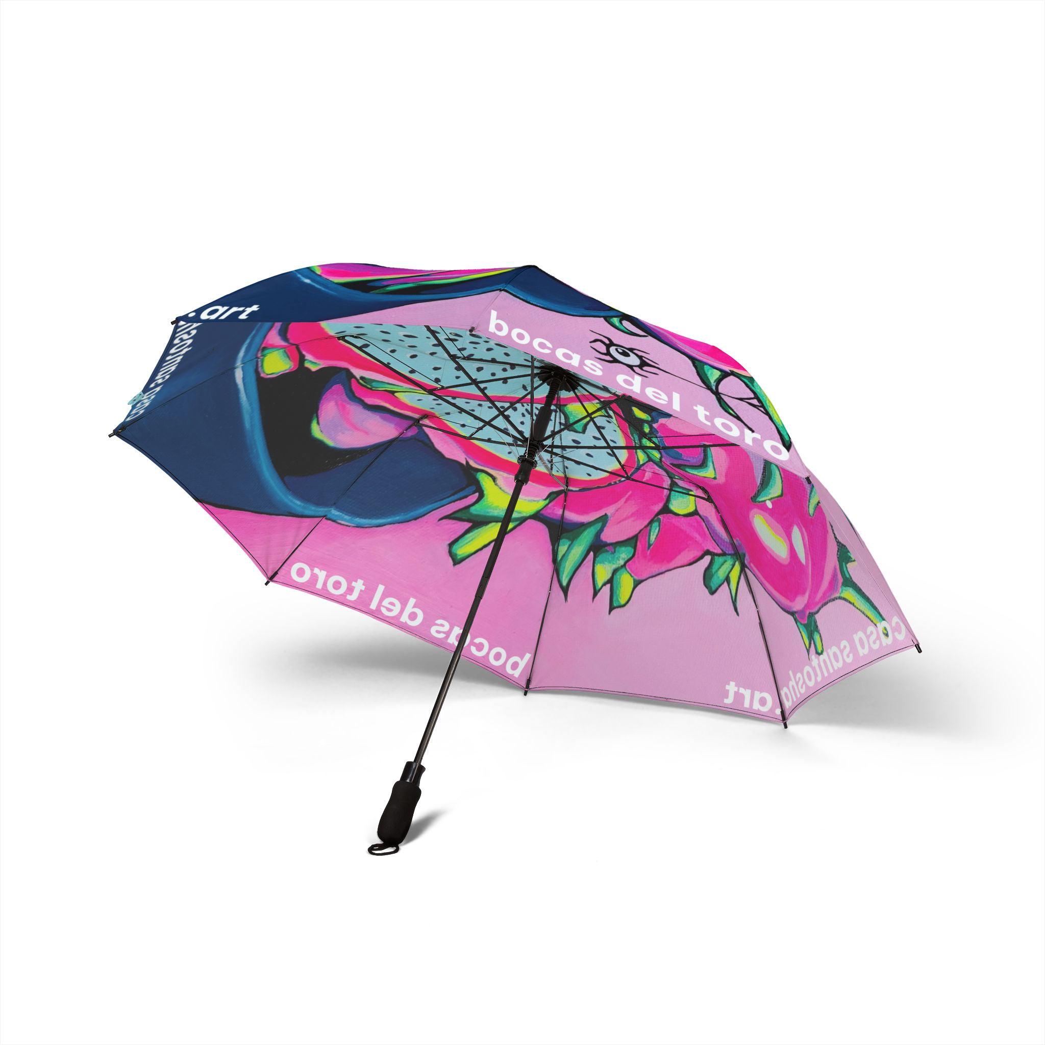 dragonfruit colored patio umbrella Neon Pink Dragon Fruit Umbrella - Foldable and Stylish Rain Gear