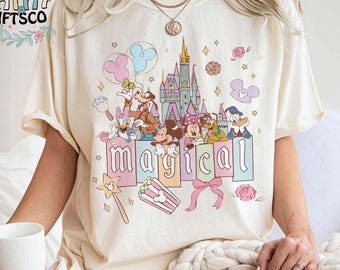Disney Mickey en vrienden comfortkleuren shirt, Disney Magical Pastel Park Snacks shirt, Disneyland Magic shirt, shirt magisch kasteel 2026, shirt magisch kasteel